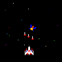 Playing Galaga, an old flash game